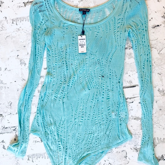 EXPRESS Light Blue Knit Tunic - Picture 2 of 3
